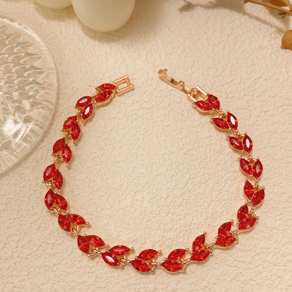 Red Crystal Bracelets for Women, Boho, Ruby, Vintage - Picture 3 of 4